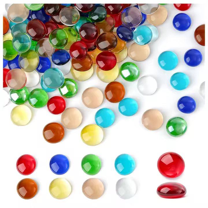 Mini gemas de vidrio, piedras de Mancala de colores mezclados, cuentas de mármol de fondo plano, arte decorativo para el hogar, artesanía, relleno de jarrón - 1