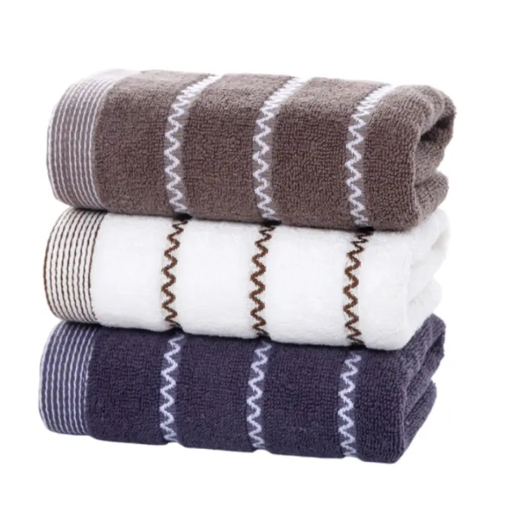 Juego De Toallas De Algodón Bordadas 3 Piezas 35x75cm 70x140cm Toallas De Baño Geométricas Para Mano Rostro Y Ducha Toallas De Baño - 1