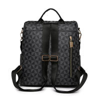 Mochila De Piel De PU Vintage Para Mujer Con Patrón De Diamantes Gran Capacidad Antirrobo Multiusos Para Salidas - details 9