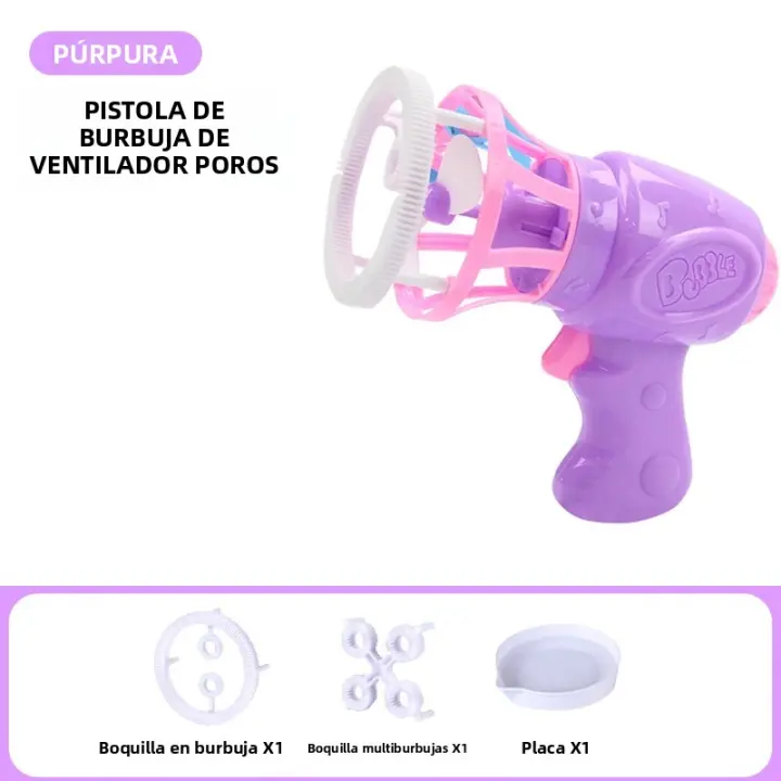 Pistola De Burbujas Eléctrica Para Niños Juguete De Exterior Con Sonido No Tóxico ABS Forma Redonda Y Larga Regalo Para Fiesta De Boda Y Cumpleaños Para Niñas Y Niños - 1
