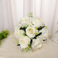 Bouquet De Novia Y Damas De Honor Flores De Seda Blancas Rosas Artificial Accesorios De Boda Flores Mariage Para La Novia - details 3