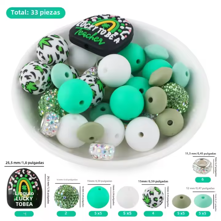 Set De 33 Piezas De Bolas Y Lentiles De Silicona Para Fabricación De Joyas DIY Accesorios Para Pulseras Bolígrafos Y Llaveros - 1