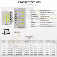 Placa PCB LED Para Reparación De Faros De Fuga 30W-300W AC220V SMD2835 Fuente De Luz Panel De Reemplazo Para Lámparas Exteriores Kit DIY - details 5