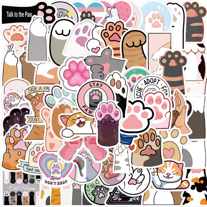 Pegatinas De Gato Rosa Kawaii 61PCS Para Botella De Agua Portátil Patineta Scrapbook Equipaje Juguete Para Niñas - 1