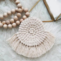 Mantelera De Algodón Tejida a Mano Estilo Bohemio Con Borlas No Esmerilada Antideslizante Para Taza Alfombrilla De Mesa Decorativa - details 4