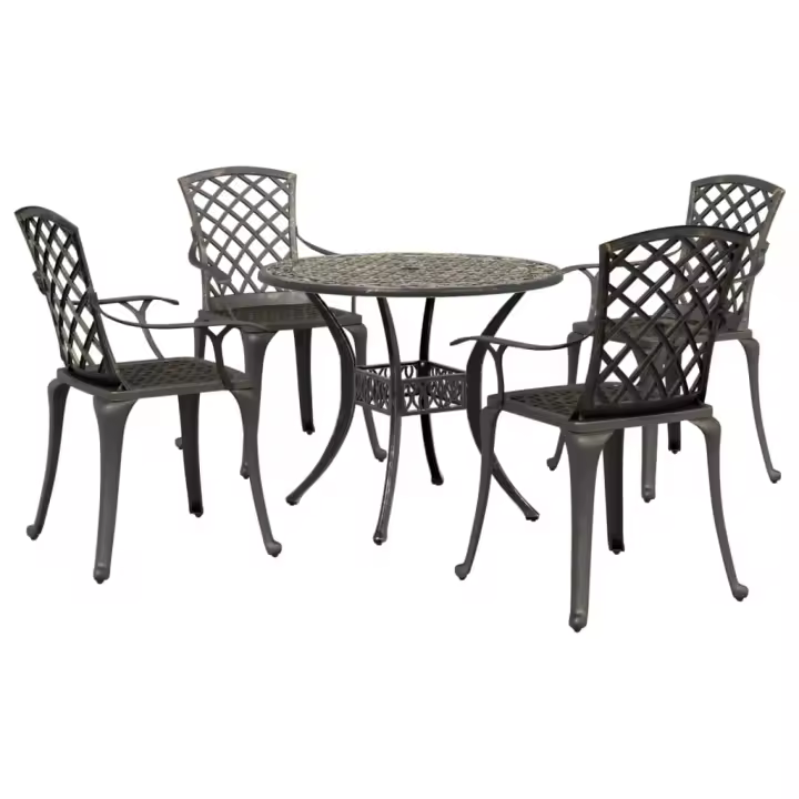 vidaXL Juego de comedor de jardín 5 piezas aluminio fundido bronce - 1