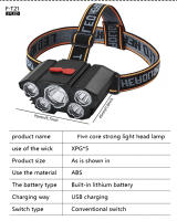 Linterna Frontal LED Recargable USB Super Brillante Con 5 Modos De Trabajo Impermeable Para Pesca De Noche Y Senderismo - details 7