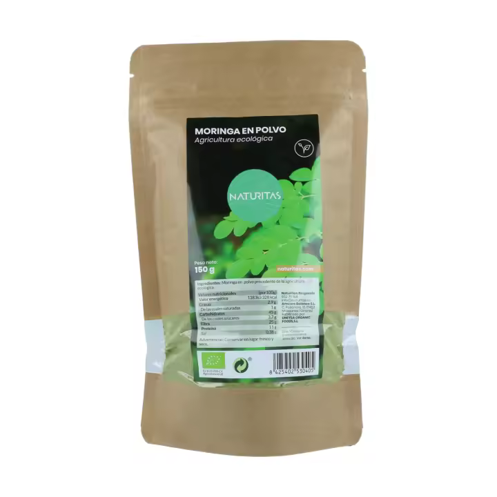 Moringa en polvo 150 g Bio NATURITAS  Superalimento  Antibacteriano y Antiviral  Contiene vitaminas, minerales, ácidos grasos y proteínas - 1