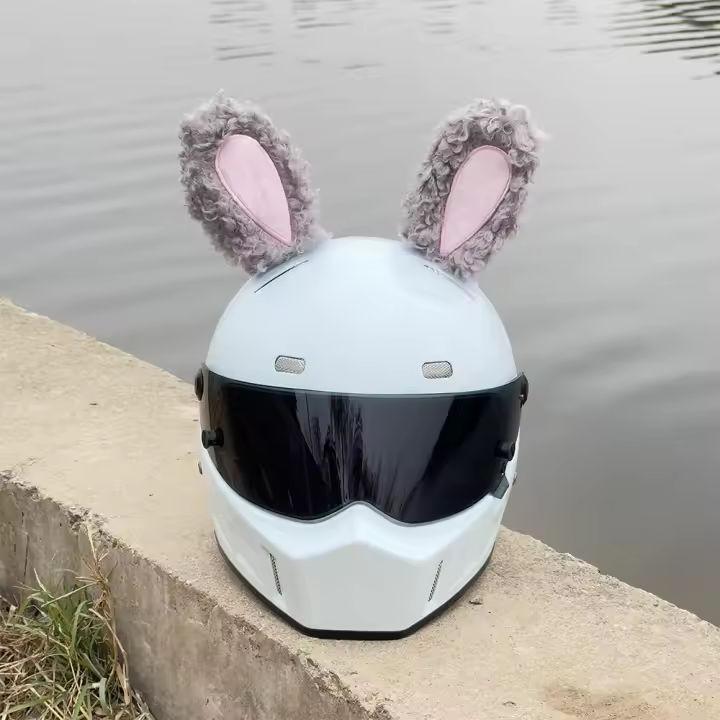 Decoración De Gafas De Invierno Conejo Rabioso Para Casco De Bicicleta Eléctrica Y Motocicleta Accesorio De Cabeza De Peluche Lindo Un Par - 1