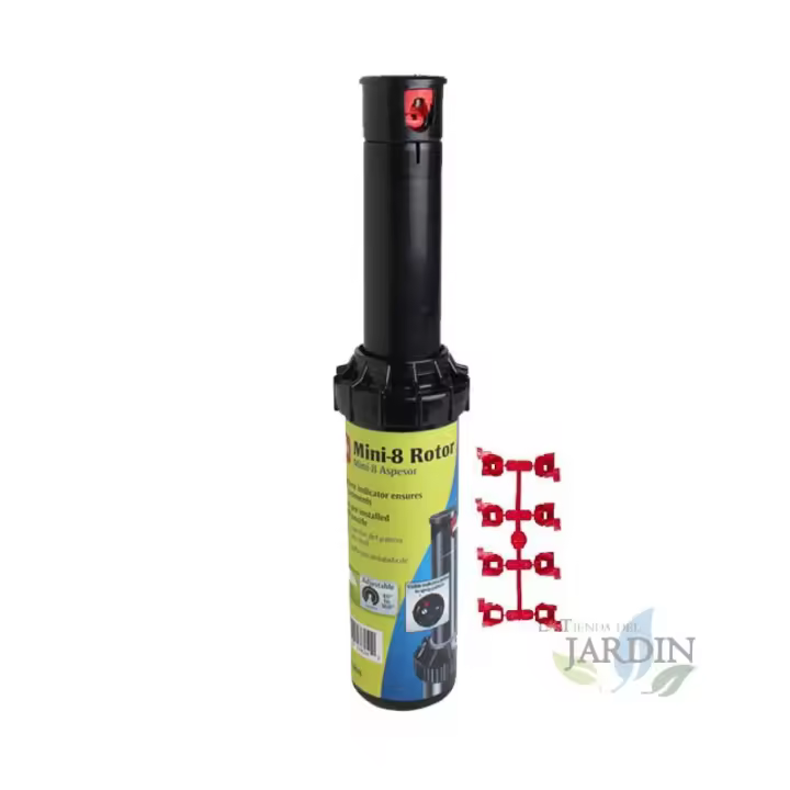 TORO Aspersor de riego Toro MINI8, Ángulo ajustable, 6 a 10,7 m, Aspersor turbina emergente 1/2'' - 1
