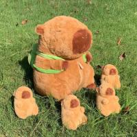 Juego De Peluches Capybara Mommy Con 4 Bebés Muñeco De Peluche Capybara Juguete De Cojín Y Mochila Para Niños Regalo De Navidad - details 2