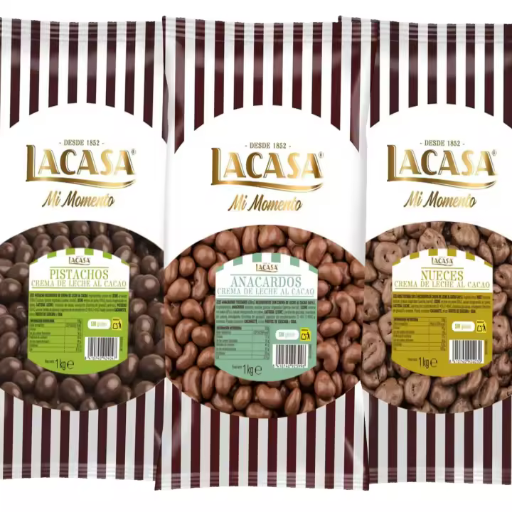 Lacasa Pack 3kg de bolas: Anacardo leche,Nuez con chocolate con Leche,Pistachos con chocolate Leche - 1
