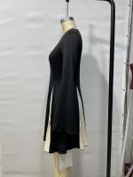 Vestido De Mujer Largo Con Manga Para Primavera Y Verano Estilo Casual Patchwork A-Line Negro Cuello Redondo Vestidos De Verano Mujer - details 6