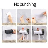 Soporte Para Secador De Pelo 1 Pieza Organizador De Baño Plástico Soporte Para Linterna Y Secador De Pelo Colgante Tipo De Instalación - details 6