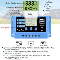 Controlador Solar 12V/24V 30A 20A 10A Regulador PWM Cargador De Batería Con Pantalla LCD Salida USB Doble 5V Para Energía Solar - details 6