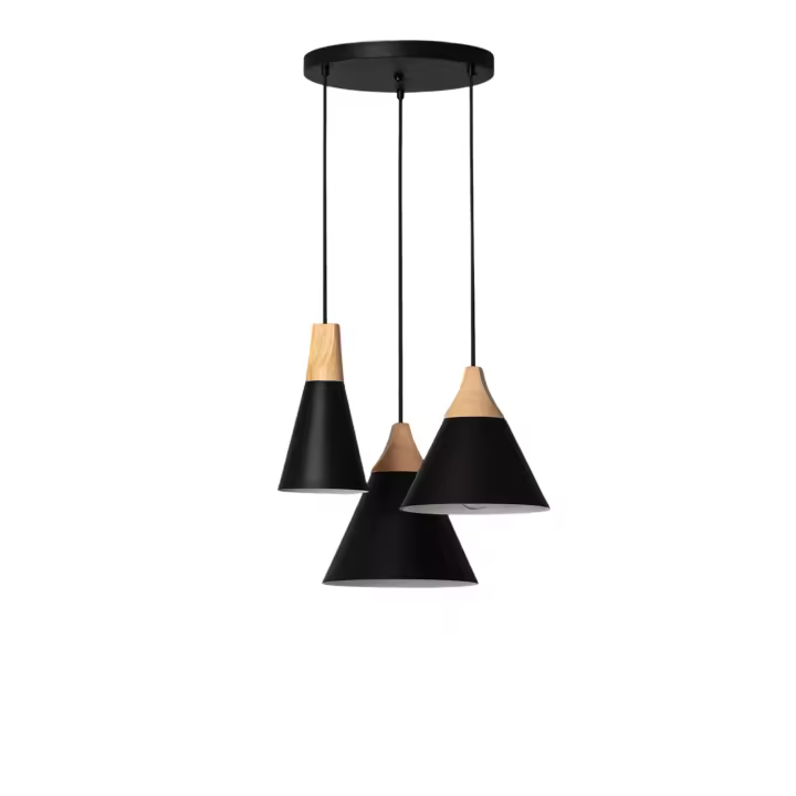 Ledkia Lámpara Colgante Metal y Madera Dustin Negro - 1