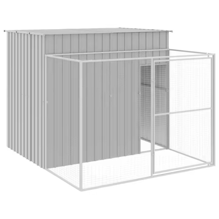 vidaXL Caseta Perros con Corral Casa Jaula Perrera Acero Galvanizado Color Antracita,  Gris claro, y mas - 1