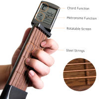 Guitarra De Mano Con 6 Cuerdas Y Entrenador De Acordes Herramienta De Guitarra Folclórica Con Pantalla De Rotación De Acordes Para Principiantes Práctica De Fingerstyle - details 6