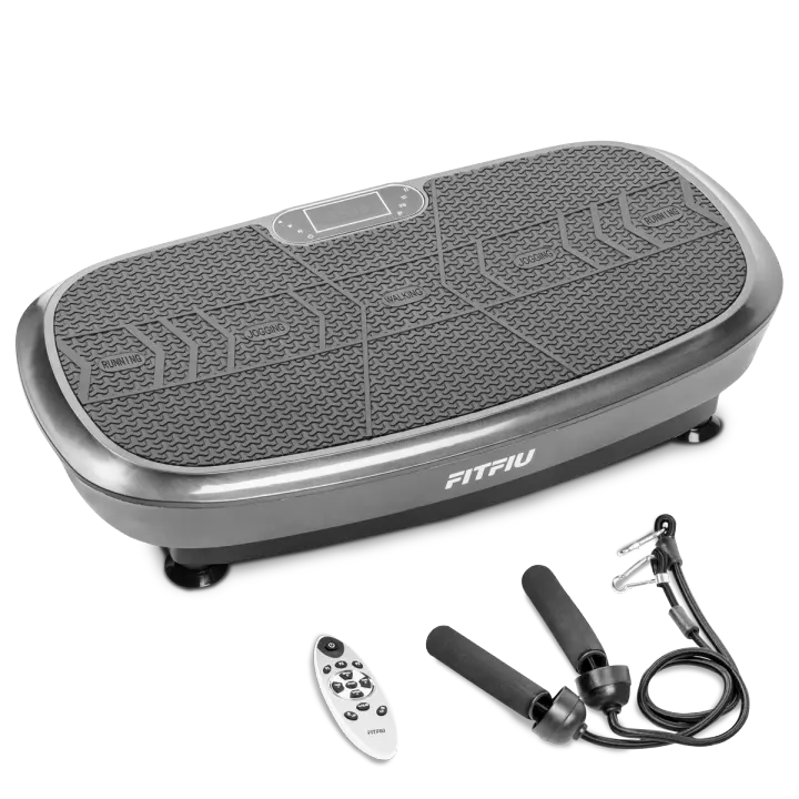 FITFIU Fitness PV-200 - Plataforma Vibratoria 3D Color Gris, 3 Planos de Movimiento, Pantalla LCD, 5 Programas + 180 velocidades, Control Remoto y Bandas Elásticas, para Musculación y Moldeado - 1