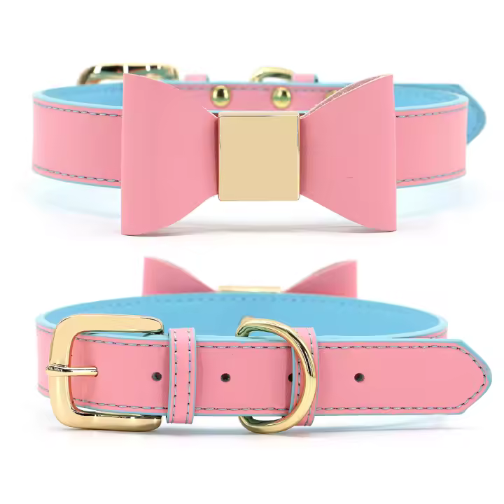 Collar De Cuero PU Para Perros Con Corbata Accesorio Lindo Para Pequeños Y Medianos Perros Y Gatos Collar Elegante Para Mascotas - 1