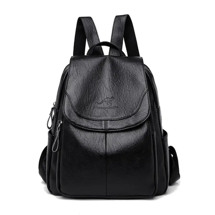 Mochila blanca de cuero para mujer, morral escolar de gran capacidad para viaje - 1
