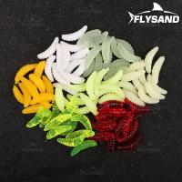 FLYSAND 50pcs Bolsa De 2cm 0.38g Maggot Grub Soft Lure Baits Siete Colores Huevos Luminiscentes Pesca En Oceano Y Río - details 3