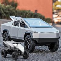Camión De Juguete Cybertruck Con RV Moto Y Cyberquad Modelo De Metal Aluminio 1/32 Coche De Carreras Con Sonido Y Luz - details 12
