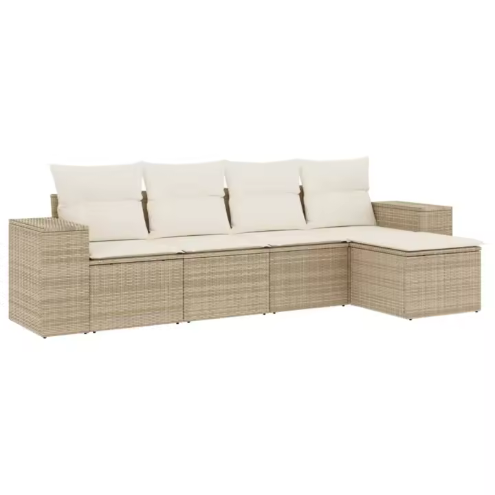 Juego de sofás Jardín con zapatos 5 pzas sintético beige - 1
