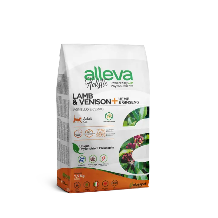 Alleva Holistic para gatos Adultos con Cordero & Venado +  Ginseng - 1