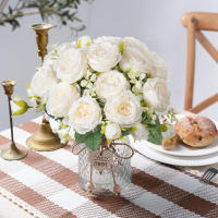 Flores Artificiales De Seda Blanca Peonía Para Decoración De Hogar Vaso Navidad Boda Fiesta Accesorios De Aro De Navidad - details 13