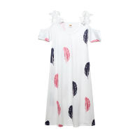 Nuevo Vestido Impreso De Verano Para Mujer Hombros Descubiertos Con Encaje Manga Corta Largo Hasta La Rodilla Estilo Casual - details 17