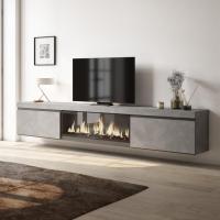 Skraut Home - Mueble para Televisión - Muebles de salón con dos puertas para almacenaje - 267x35x45 cm - Para TV gran formato - Chimenea eléctrica XXL led efecto fuego 3d - Colgado - Suspendido - Estilo Moderno - details 2