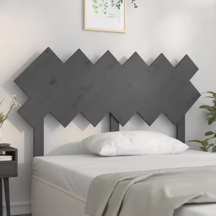 vidaXL Cabecero de cama madera maciza de pino gris 132x3x81 cm - 1