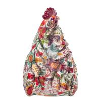 CAPRILO REGALOS & DECORACIÓN Figura Decorativa Rústica de Resina "Gallo Multicolor Floreado" Adornos y Esculturas. Animales. Regalos Originales. Decoración Hogar. 21 x 12,50 x 19 cm - details 3