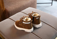 Botas De Invierno Para Niños Lona De Algodón Interior De Peluche Estilo Infantil Zapatos Para Niñas Y Niños Bebé Todoterreno Antideslizante Talla True round Toe Lazo De Cordón Material De Suela De Goma - details 6
