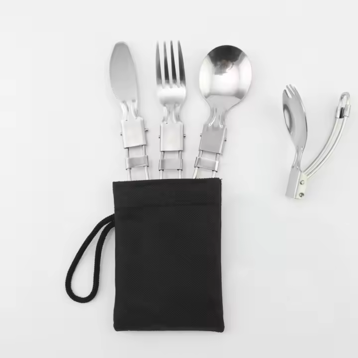 Juego De Comedor Para Camping Y Viajes Con Cuchillo Fork Y Cuchara Plegables Aluminio Resistente Para Piqueniques Y Excursiones - 1