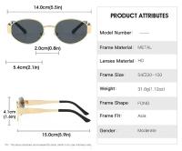 Gafas De Sol Oval Clásicas Y Vintage Para Mujer Y Hombre Marca De Lujo Diseñadora Metálicas Lisa Estilo Hip Hop Punk Sombreros Al Aire Libre Protección UV400 - details 5