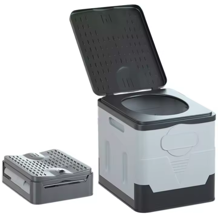 Inodoro plegable portátil, caja de almacenamiento a prueba de olor auto inodoro adulto automanejo de emergencia de viaje, adecuado para automanejo de emergencia, viajes al aire libre, camping - 1
