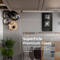 EVVO Placa de Gas V35 Glass, 2 quemadores (Wok + semirrápido), 3,6 kW, Gas Natural/Butano, Cristal templado - details 0