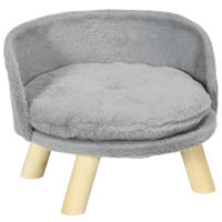 PawHut Cama Elevada para Perros Cama para Perros Miniaturas con Cojín Lavable y Marco de Madera y Alfombrillas Antideslizantes para Interior Ø40,5x33 cm Gris - details 0