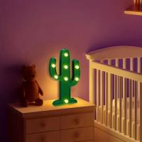 Lámpara De Noche En Forma De Cactus Verde Operada Por Batería Mini Lámpara De Mesa Para Decoración De Habitación Montaje En Pared Material Plástico - details 9