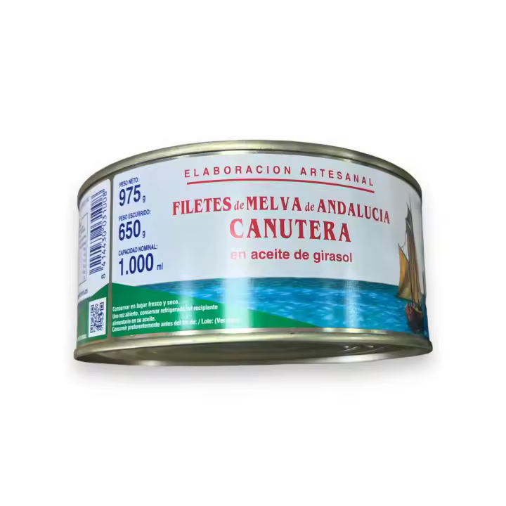 Filetes de Melva Canutera 975gr en aceite de girasol La Tarifeña: una delicia andaluza de temporada, cuidadosamente elaborada de forma artesanal, que destaca por su sabor suave y su textura excepcional. - 1