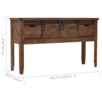 vidaXL Mesa consola de madera de abeto maciza marrón 131x35,5x75 cm Mesa de sofá Mesa de Entrada para Salón Consola de Entrada Mueble Recibidor Mesita Mesa auxiliar Salon - details 7