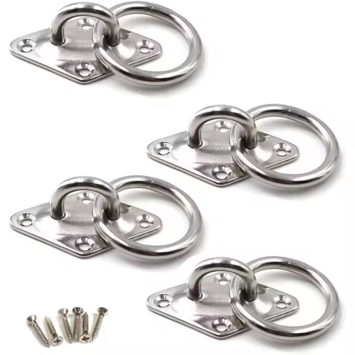 M6 gancho de montaje en techo 304 gancho de montaje en pared de acero inoxidable para Columpio de yoga, hardware de barco 4 paquetes (tornillos incluidos) - 1