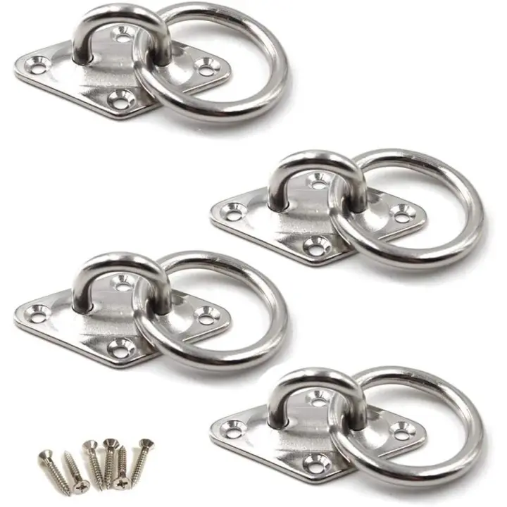 M6 gancho de montaje en techo 304 gancho de montaje en pared de acero inoxidable para Columpio de yoga, hardware de barco 4 paquetes (tornillos incluidos) - 1