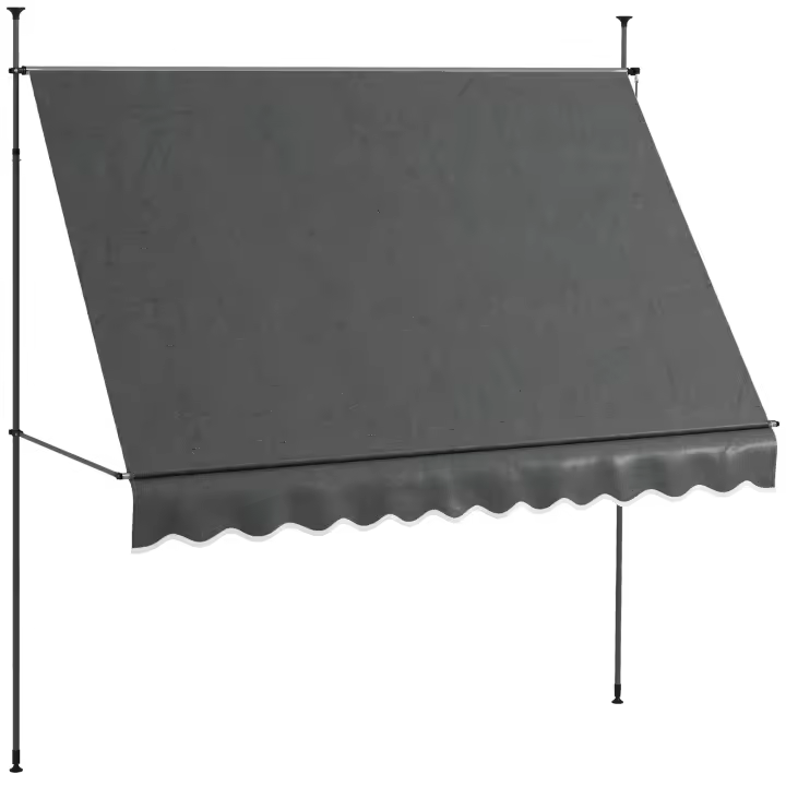 Outsunny Toldo Manual Retráctil 3x1,2 m Toldo Exterior Terraza Enrollable Altura Ajustable con Manivela 210-300 cm Sin Taladro Protección UV30+ para Balcón Jardín - 1