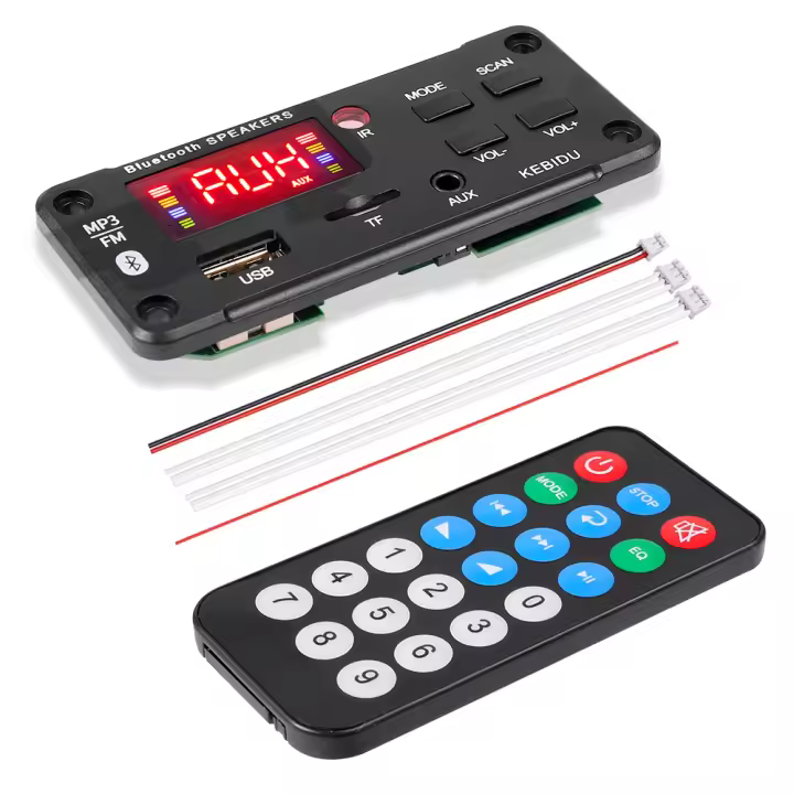 Juego De Altavoz Para Coche Con Control Remoto Reproductor MP3 Bluetooth 5.0 Decodificador De Tarjeta TF Y USB Soporte FM 12V - 1