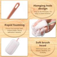 4-pack soft sponge cleaning brushes with plastic handles, baby bottle - details 1