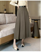 Seoulish Vintage Falda Larga Para Mujer Estilo OL A-line Swing Casual De Cintura Alta Pleated Mid-Calf Primavera 2025 - details 14