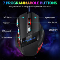Ratón De Juego X8 Mecánico Con Cable 7 Botones Ergonómico RGB Retroiluminado USB 800/1200/1600/3200 Dpi Con Botón De Ajuste De DPI - details 3